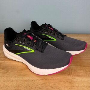 Brooks Launch 10 Running Shoes Sneakers Women's 9 B Black Green Athletic Lace Up